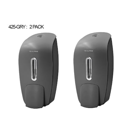 Alpine Industries 425-GRY Soap & Hand Sanitizer Dispenser, Surface Mounted, 800 ml Capacity, Gray ALP425-GRY-2pk